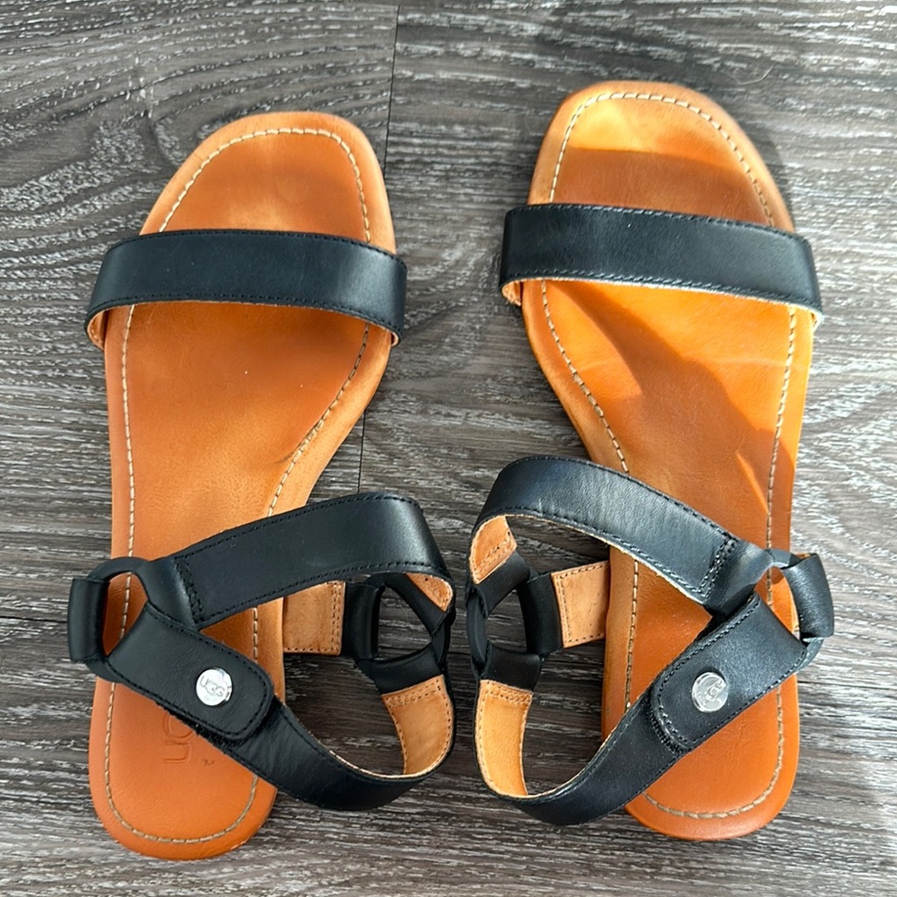 Women's UGG Black Leather Sandals